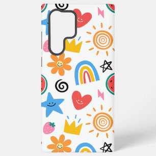 Cute Summer Doodles Whimsical Seamless Pattern Samsung Galaxy S22 Ultra Case