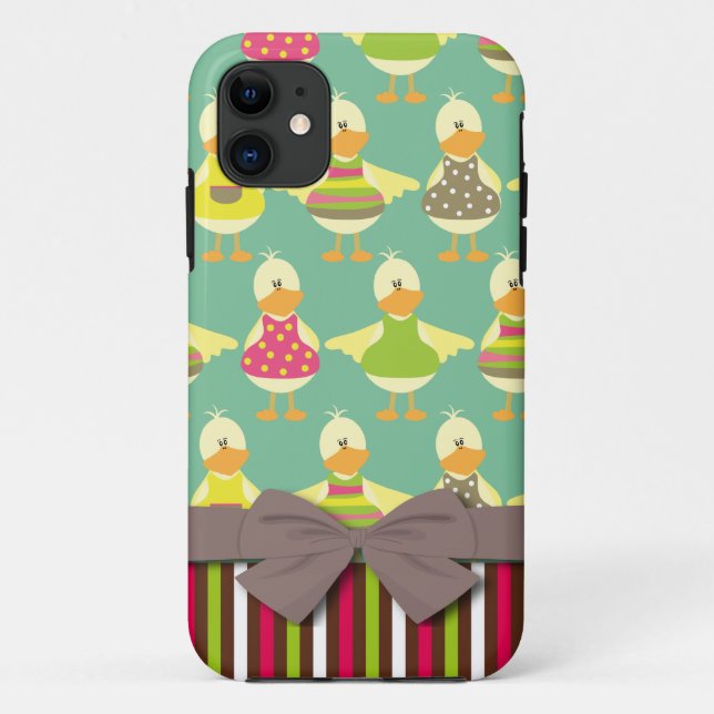 cute summer ducks and stripes Case-Mate iPhone case (Back)