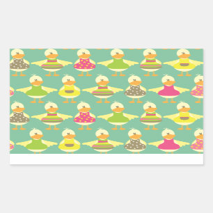 cute summer ducks rectangular sticker