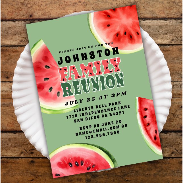 Cute Summer Family Reunion Watercolor Watermelon Invitation (Creator Uploaded)