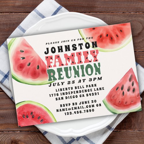 Cute Summer Family Reunion Watermelon Horizontal  Invitation