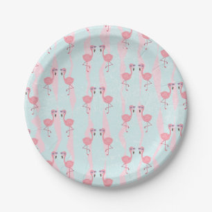 Cute Summer Flamingo Pattern Paper Plates