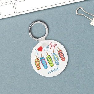 Cute Summer Flip Flops Custom Keychain