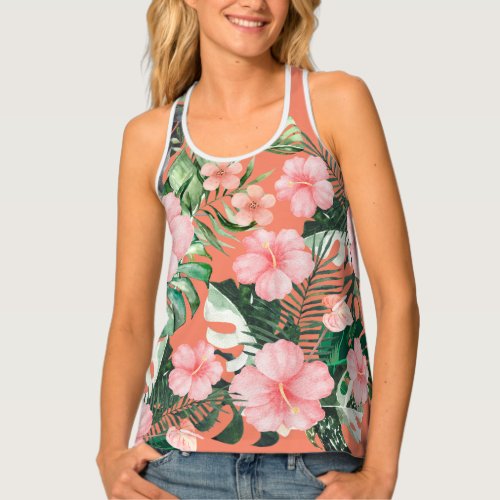 Cute Summer Floral Tropical Beach Tank Top