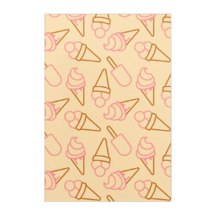 Cute summer food with outline ice cream contours acrylic print