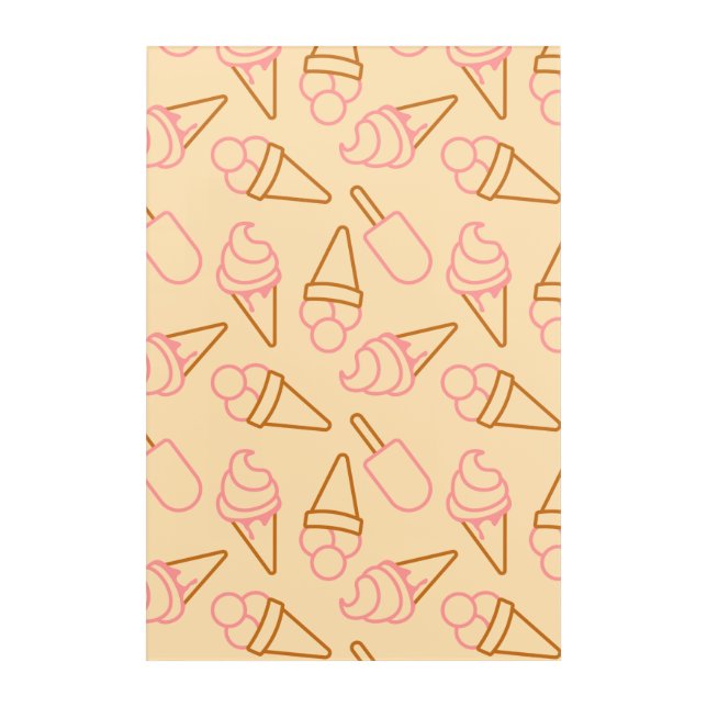 Cute summer food with outline ice cream contours acrylic print (Front)