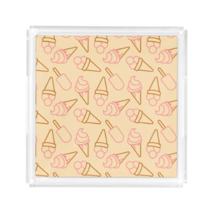 Cute summer food with outline ice cream contours acrylic tray