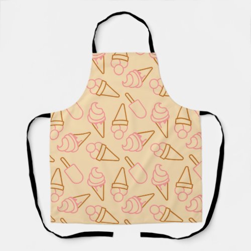 Cute summer food with outline ice cream contours apron