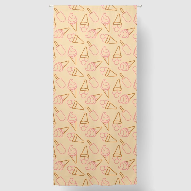 Cute summer food with outline ice cream contours blackout curtains (Front)