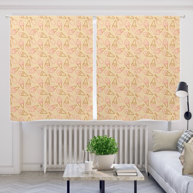 Cute summer food with outline ice cream contours blackout curtains (Living Room)
