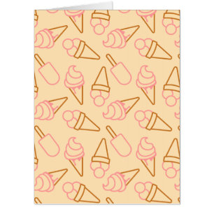 Cute summer food with outline ice cream contours card