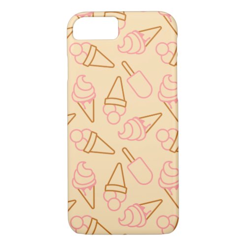 Cute summer food with outline ice cream contours iPhone 87 case