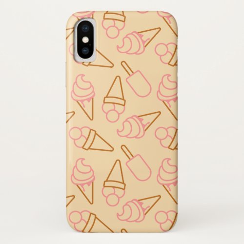 Cute summer food with outline ice cream contours iPhone x case