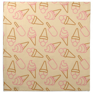 Cute summer food with outline ice cream contours cloth napkin