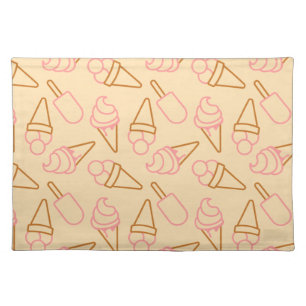 Cute summer food with outline ice cream contours cloth placemat