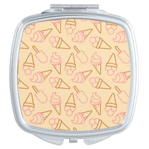 Cute summer food with outline ice cream contours compact mirror