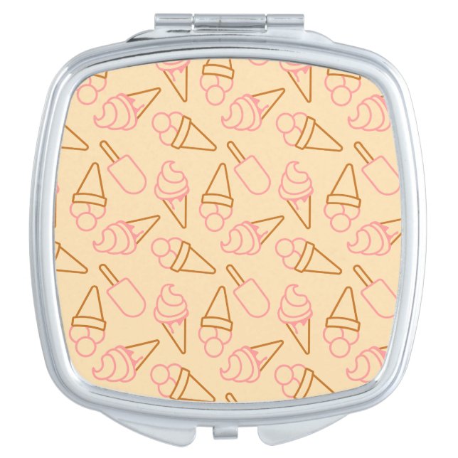 Cute summer food with outline ice cream contours compact mirror (Front)