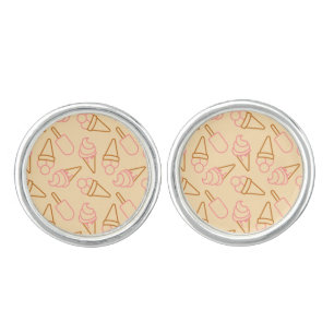 Cute summer food with outline ice cream contours cufflinks