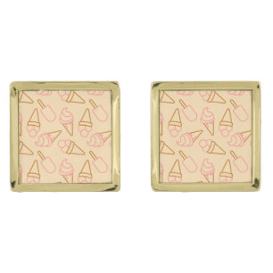 Cute summer food with outline ice cream contours cufflinks