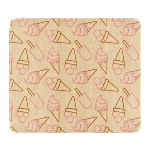 Cute summer food with outline ice cream contours cutting board