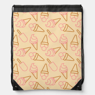 Cute summer food with outline ice cream contours drawstring bag