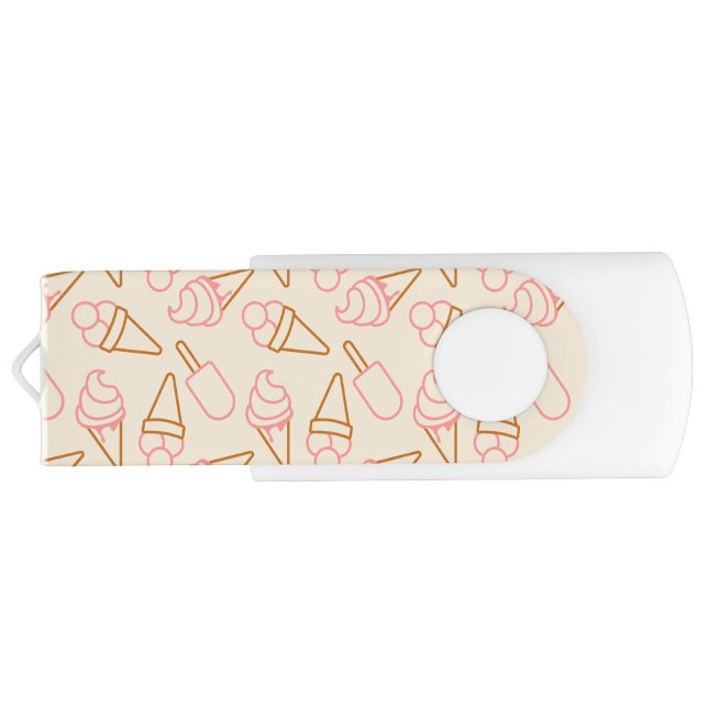 Cute summer food with outline ice cream contours flash drive (Back)