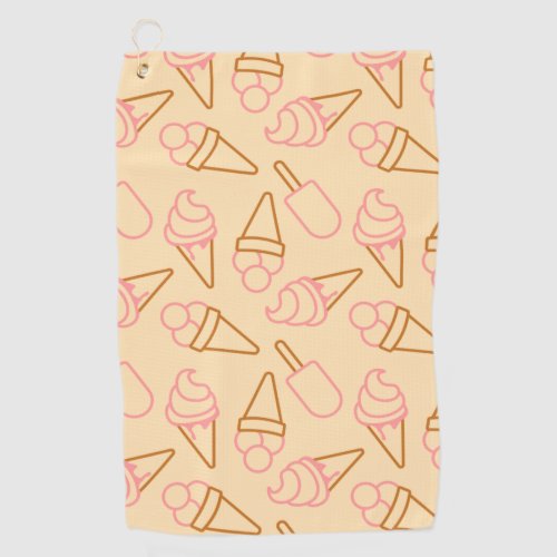 Cute summer food with outline ice cream contours golf towel