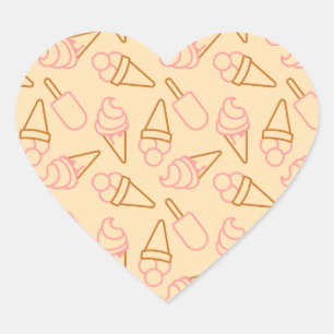 Cute summer food with outline ice cream contours heart sticker