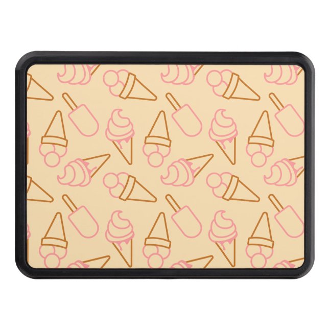 Cute summer food with outline ice cream contours hitch cover (Front)