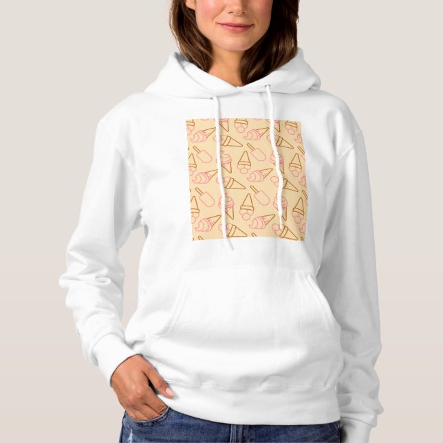 Cute summer food with outline ice cream contours hoodie (Front)