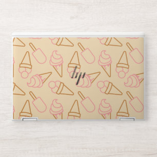 Cute summer food with outline ice cream contours HP laptop skin