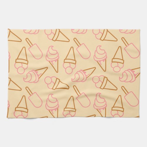 Cute summer food with outline ice cream contours kitchen towel