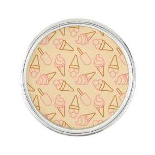 Cute summer food with outline ice cream contours lapel pin