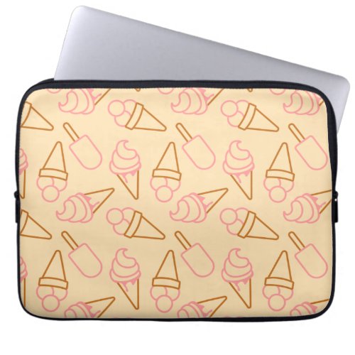 Cute summer food with outline ice cream contours laptop sleeve