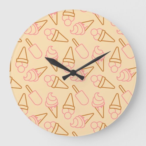 Cute summer food with outline ice cream contours  large clock