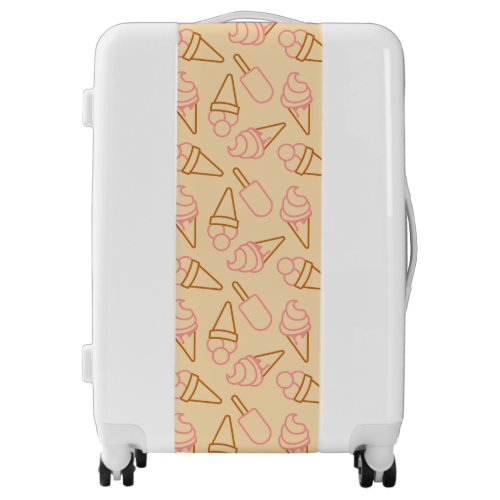 Cute summer food with outline ice cream contours luggage