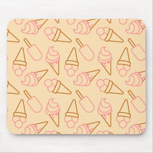 Cute summer food with outline ice cream contours mouse pad