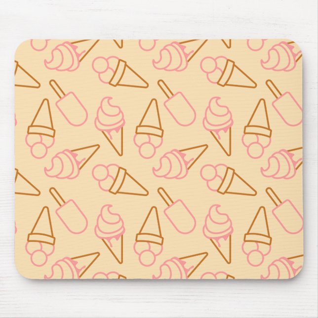 Cute summer food with outline ice cream contours mouse pad (Front)