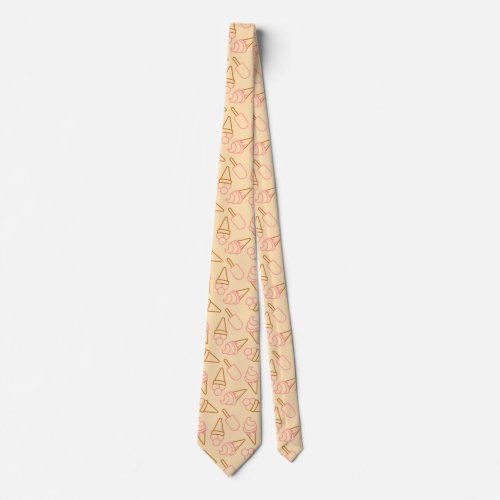 Cute summer food with outline ice cream contours neck tie