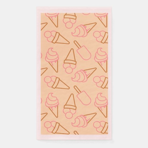 Cute summer food with outline ice cream contours paper guest towels