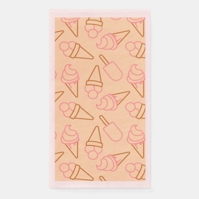 Cute summer food with outline ice cream contours paper guest towels (Front)