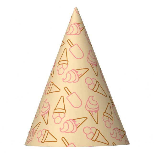 Cute summer food with outline ice cream contours party hat (Front)