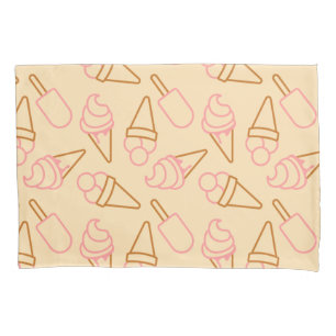 Cute summer food with outline ice cream contours pillow case