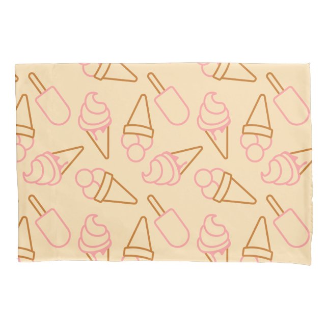 Cute summer food with outline ice cream contours pillow case (Front)
