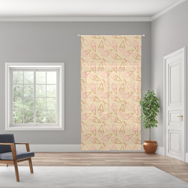 Cute summer food with outline ice cream contours sheer curtains (Wide)