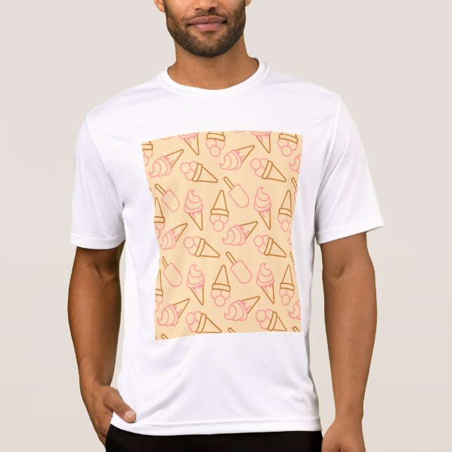 Cute summer food with outline ice cream contours T-Shirt (Front)