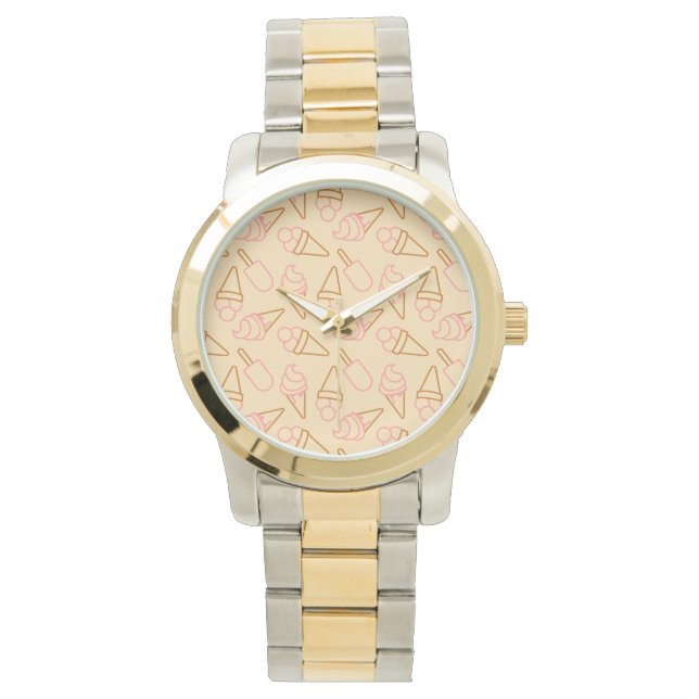 Cute summer food with outline ice cream contours watch (Front)