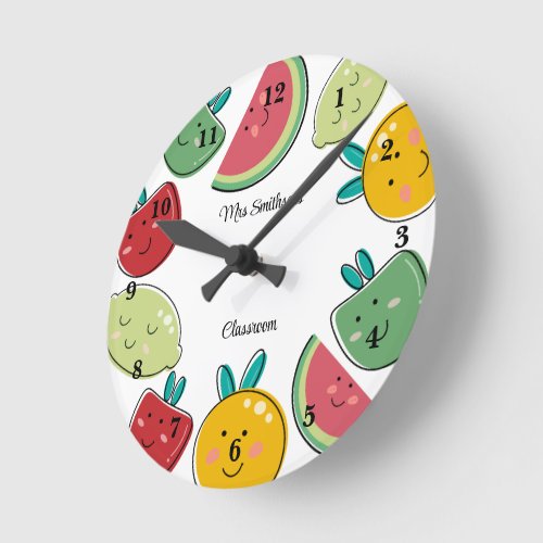 Cute Summer Fruit Pattern Round Clock