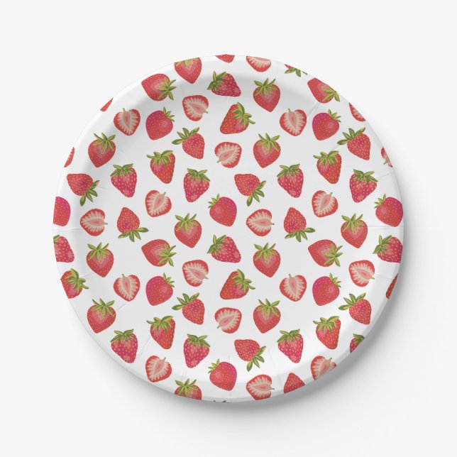 Cute Summer Fruit Strawberry Pattern Paper Plates (Front)