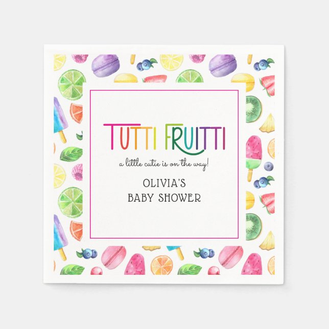 Cute Summer Fruit Tutti Fruitti Baby Shower Napkins (Front)